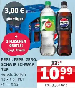 Getränke Quelle Pepsi, pepsi zero, schwip schwap, 7 up Angebot