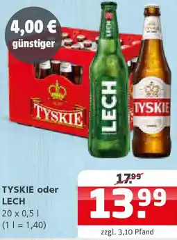 Getränke Quelle TYSKIE oder LECH Angebot