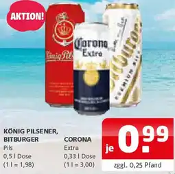 Getränke Quelle KÖNIG PILSENER, BITBURGER Pils oder CORONA Extra Angebot
