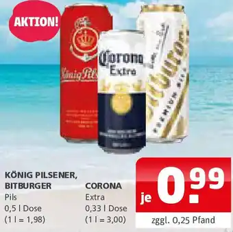 Getränke Quelle KÖNIG PILSENER, BITBURGER Pils oder CORONA Extra Angebot