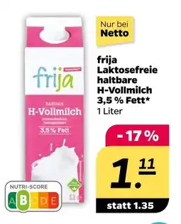 NETTO Frija laktosefreie haltbare h-vollmilch 3,5 % fett Angebot