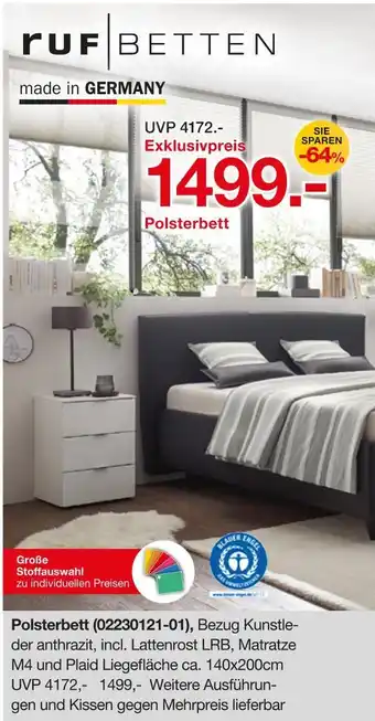 Möbelzentrum Pforzheim Polsterbett (02230121-01) Angebot