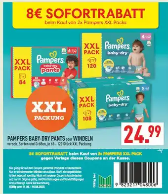 Marktkauf Pampers pampers baby-dry pants xxl pack 84 stück Angebot