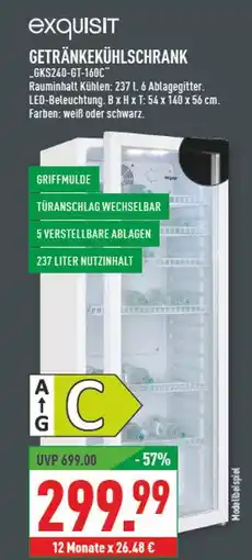 Marktkauf Exquisit getränkekühlschrank gks240-gt-160c Angebot