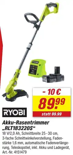 toom Baumarkt RYOBI Akku-Rasentrimmer ,,RLT183220S" Angebot