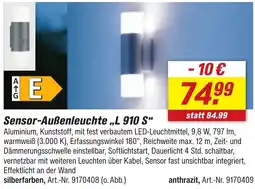 toom Baumarkt Sensor-Außenleuchte ,,L 910 S" Angebot