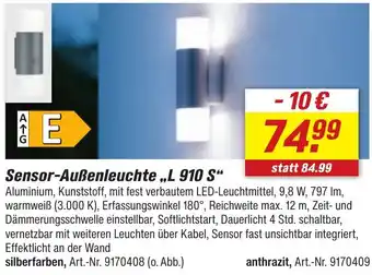 toom Baumarkt Sensor-Außenleuchte ,,L 910 S" Angebot