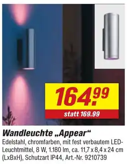 toom Baumarkt PHILIPS Wandleuchte ,,Appear" Angebot
