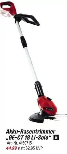 toom Baumarkt Einhell Akku-Rasentrimmer ,,GE-CT 18 Li-Solo" Angebot