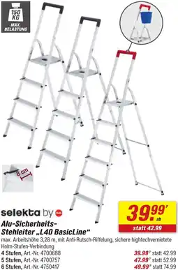 toom Baumarkt selekta by Hailo Alu-Sicherheits Stehleiter ,,L40 BasicLine" Angebot