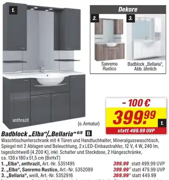 toom Baumarkt Badblock ,,Elba"/Bellaria Angebot