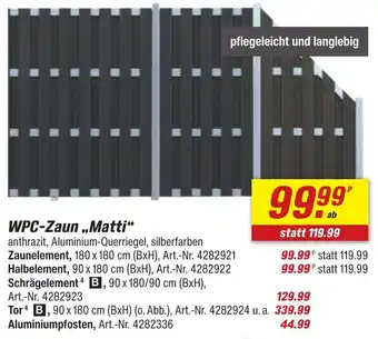 toom Baumarkt WPC-Zaun ,,Matti" Angebot