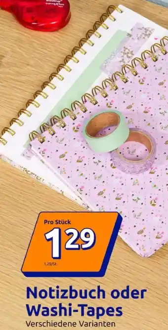 Action Notizbuch oder Washi-Tapes Angebot