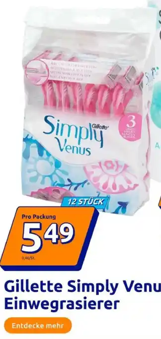 Action Gillette Simply Venus Einwegrasierer Angebot