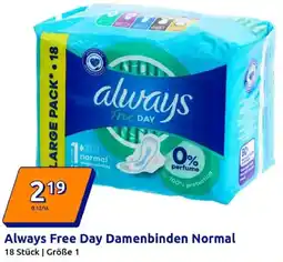 Action Always Free Day Damenbinden Normal Angebot