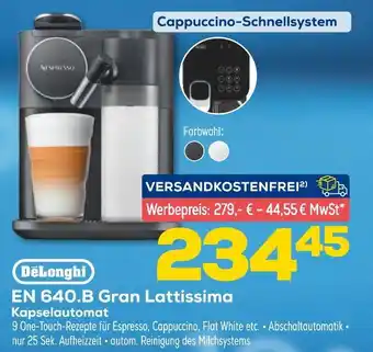 Euronics Delonghi en 640.b gran lattissima kapselautomat Angebot