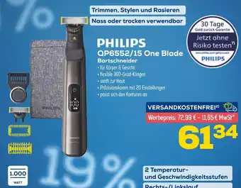 Euronics Philips qp6552/15 one blade bartschneider Angebot