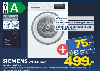 Euronics Siemens wm14n127 waschmaschine Angebot