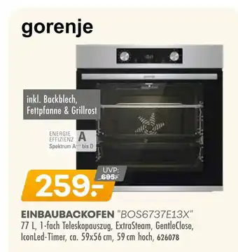 Möbel Kraft Gorenje einbaubackofen bos6737e13x Angebot