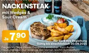 Möbel Kraft Nackensteak mit wedges & sour cream Angebot