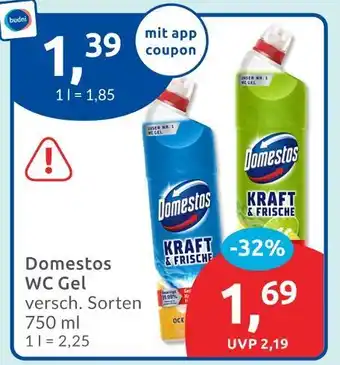 Budni Domestos kraft & frische wc gel Angebot