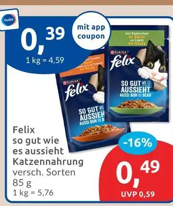 Budni Purina felix felix so gut wie es aussieht katzennahrung mit kaninchen in gelee Angebot