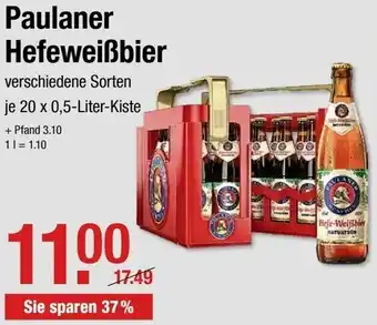 V Markt Paulaner Hefeweißbier je 20 x 0.5-Liter-Kiste + Pfand 3.10 Angebot