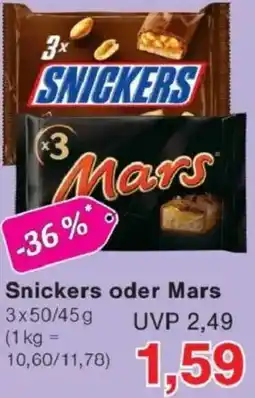 Jawoll Snickers oder Mars Angebot