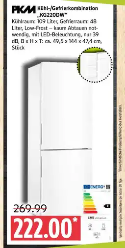 Marktkauf PKM Kühl-/Gefrierkombination ,,KG220DW" Angebot