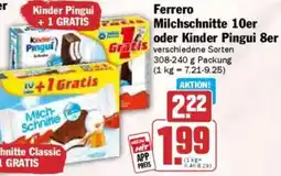 HIT Ferrero Milchschnitte 10er oder Kinder Pingui 8er Angebot