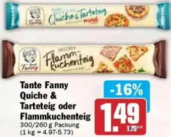 HIT Tante Fanny Quiche & Tarteteig oder Flammkuchenteig Angebot