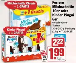HIT Ferrero Milchschnitte 10er oder Kinder Pingui 8er Angebot