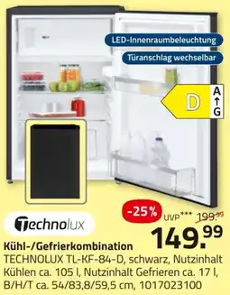 ROLLER TECHNOLUX Kühl-/Gefrierkombination TL-KF-84-D Angebot