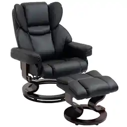 Netto Marken-Discount HOMCOM Relaxsessel mit Hocker Stahl, Holz, Kunstleder, Schaumstoff Angebot