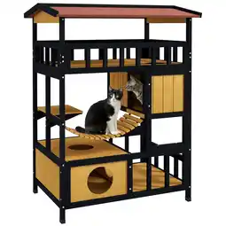 Netto Marken-Discount PawHut Katzenhaus Tannenholz, Kieferholz Angebot