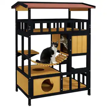 Netto Marken-Discount PawHut Katzenhaus Tannenholz, Kieferholz Angebot