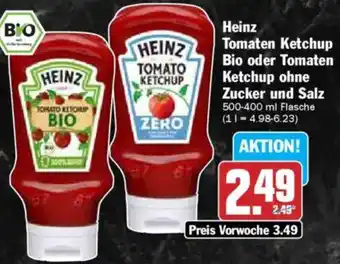 HIT Heinz Tomaten Ketchup Bio oder Tomaten Ketchup ohne Zucker und Salz Angebot