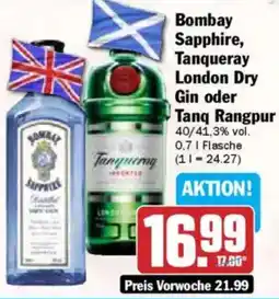 HIT Bombay Sapphire, Tanqueray London Dry Gin oder Tang Rangpur Angebot