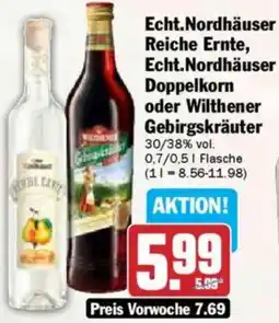HIT Echt.Nordhäuser Reiche Ernte, Echt.Nordhäuser Doppelkorn oder Wilthener Gebirgskräuter Angebot