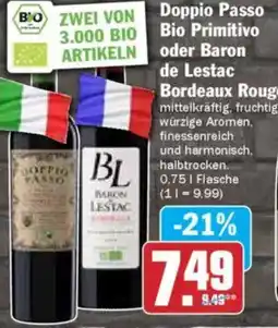 HIT Doppio Passo Bio Primitivo oder Baron de Lestac Bordeaux Rouge Angebot