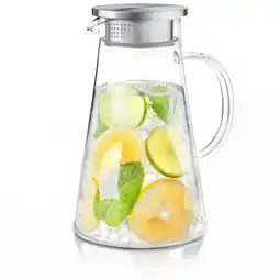Netto Marken-Discount Arendo Glaskaraffe 1900 ml, Edelstahl-Deckel, hitze- und kältebeständig, BPA frei Angebot