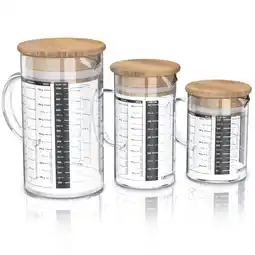 Netto Marken-Discount Arendo Messkrug Set 250, 500, 1000 ml, Glas, luftdicht, 3 teilig Angebot