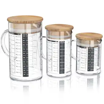 Netto Marken-Discount Arendo Messkrug Set 250, 500, 1000 ml, Glas, luftdicht, 3 teilig Angebot