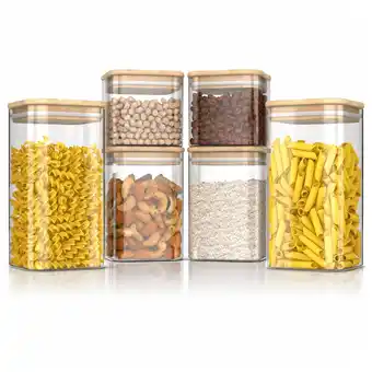 Netto Marken-Discount Arendo Vorratsgläser aus Borosilikatglas mit Bambusdeckel, hitzebeständig & luftdicht, 6Stück Angebot