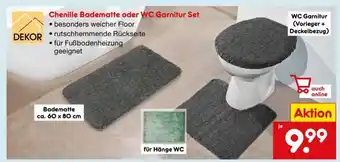 Netto Marken-Discount Chenille Badematte oder WC Garnitur Set Angebot