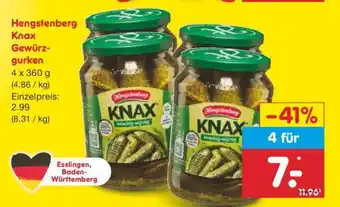 Netto Marken-Discount Hengstenberg Knax Gewürzgurken Angebot