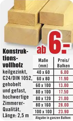 B1 Discount Baumarkt Konstruktionsvollholz Angebot