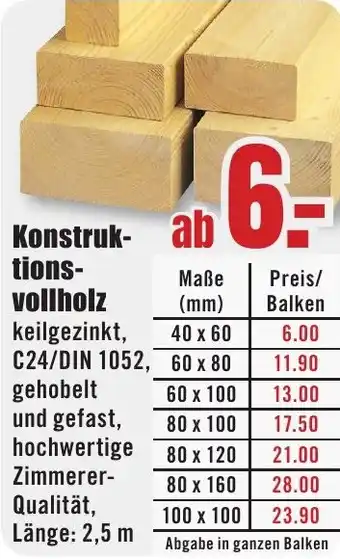 B1 Discount Baumarkt Konstruktionsvollholz Angebot