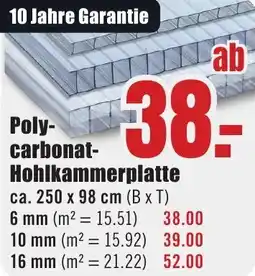 B1 Discount Baumarkt Polycarbonat Hohlkammerplatte Angebot