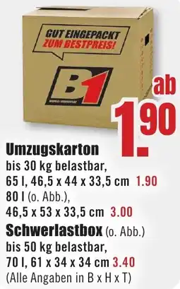 B1 Discount Baumarkt Umzugskarton Angebot
